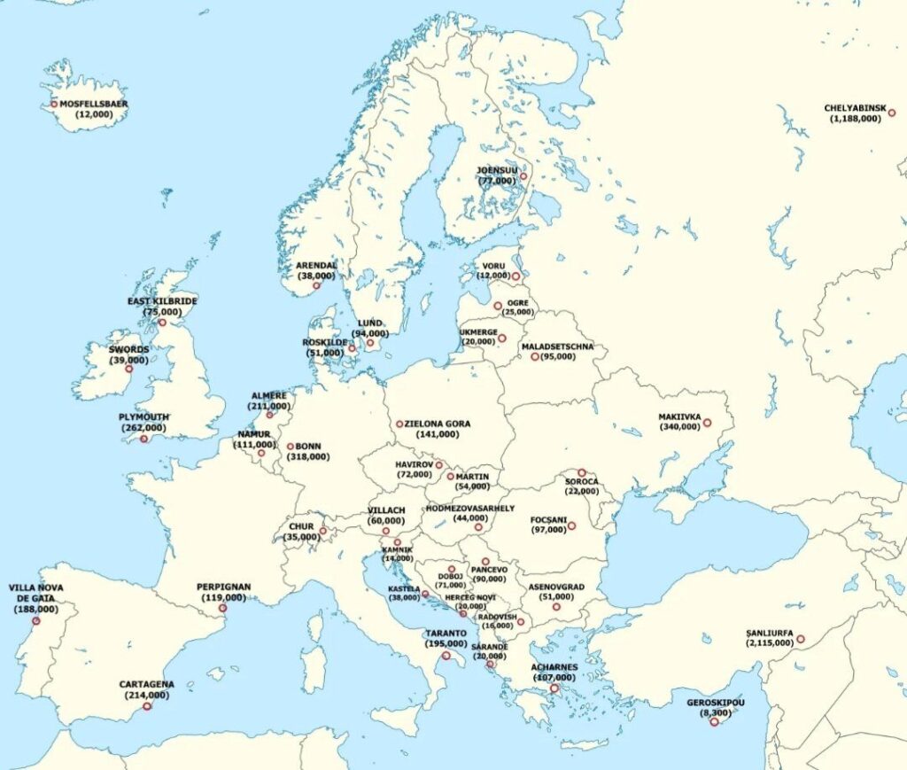 città più grandi Europa mai state prima divisione